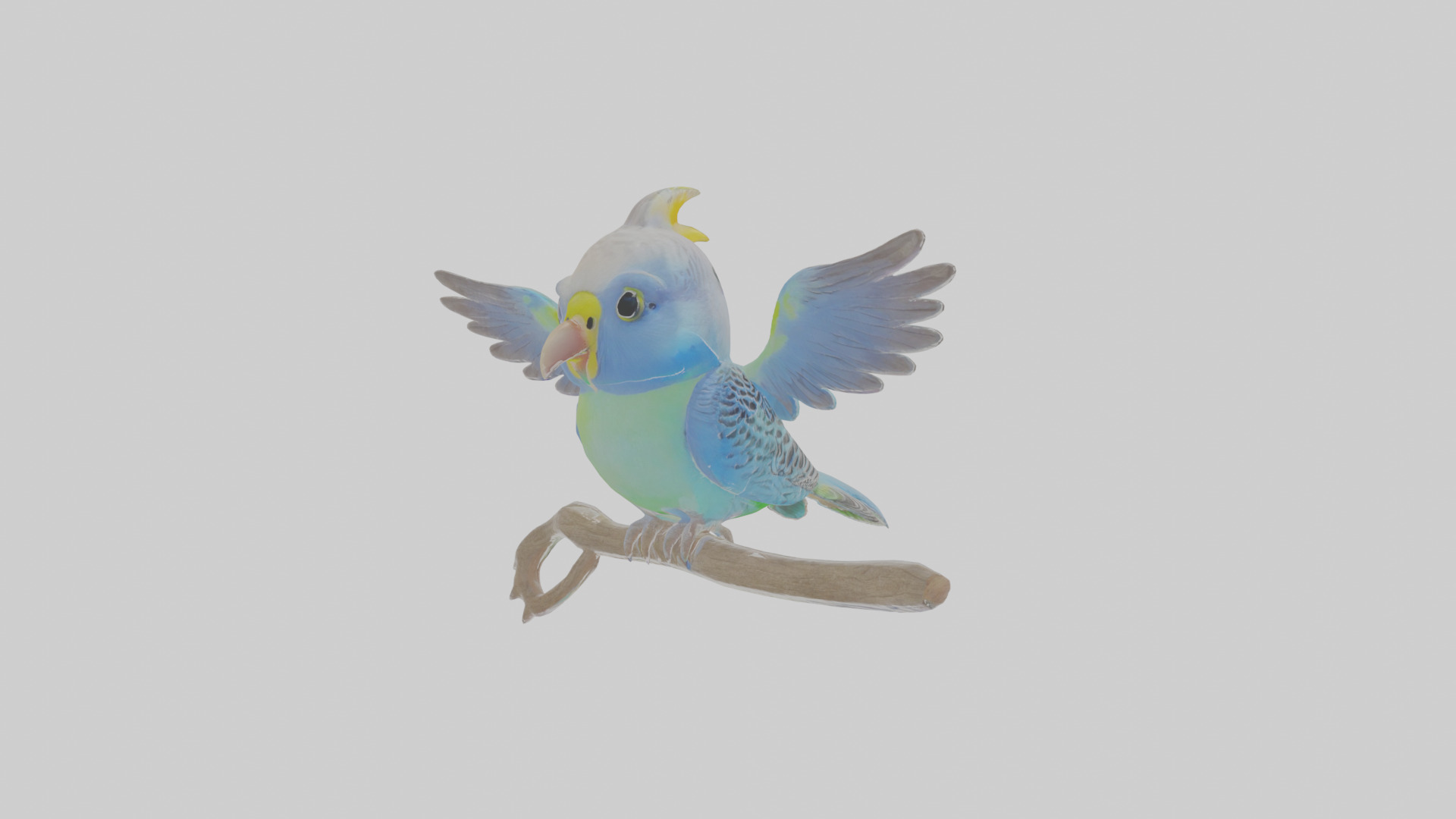 Cartoon Budgerigar Low-poly 3D model_14