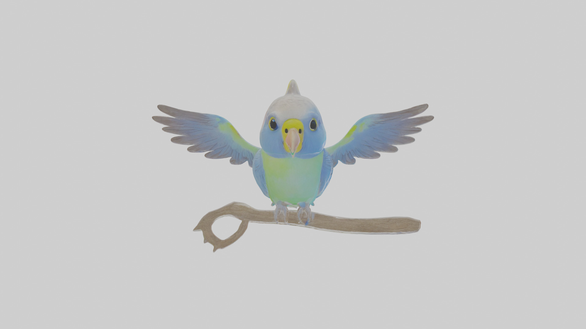 Cartoon Budgerigar Low-poly 3D model_15