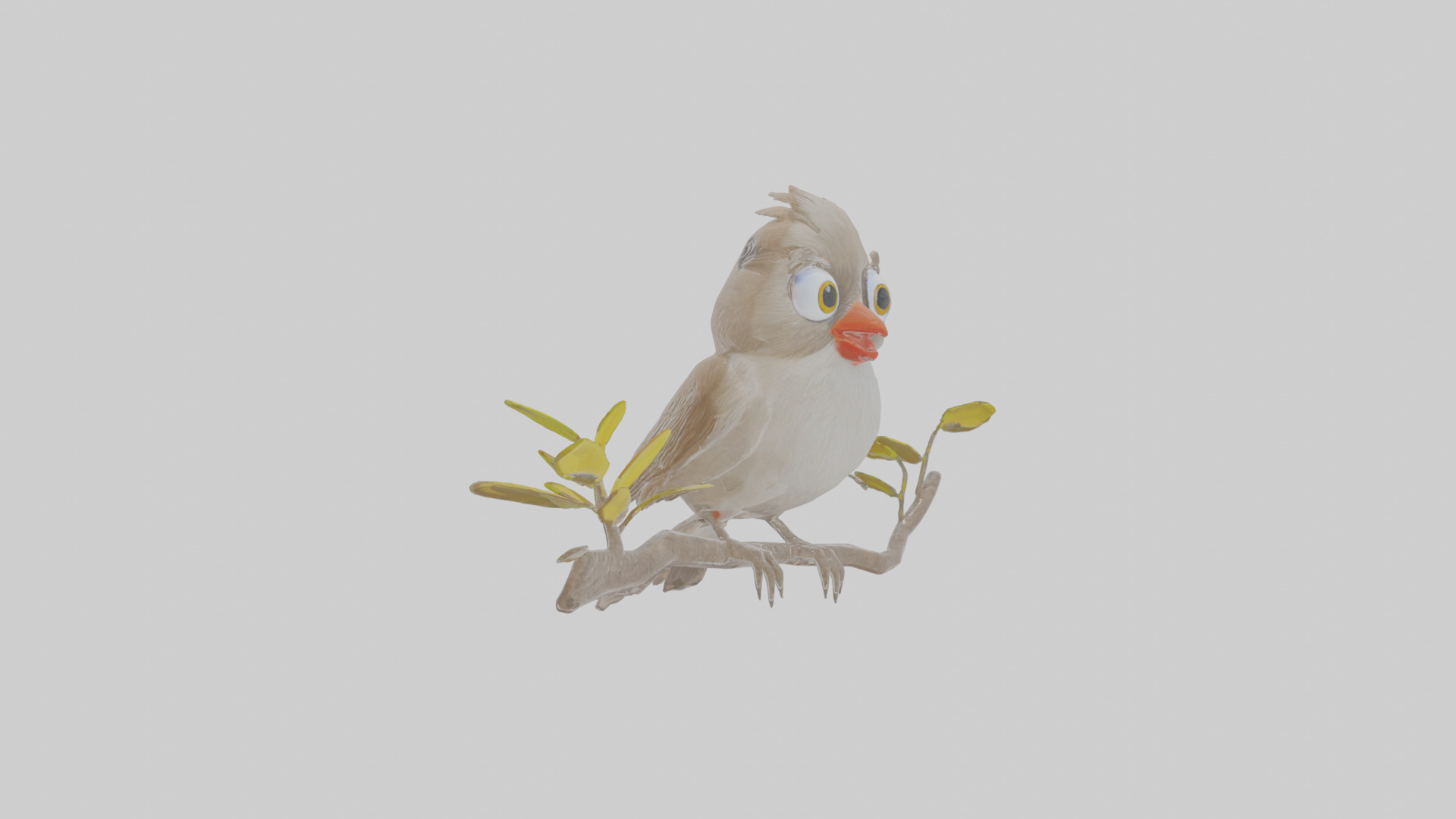 Cartoon Bulbul Low-poly 3D model_10