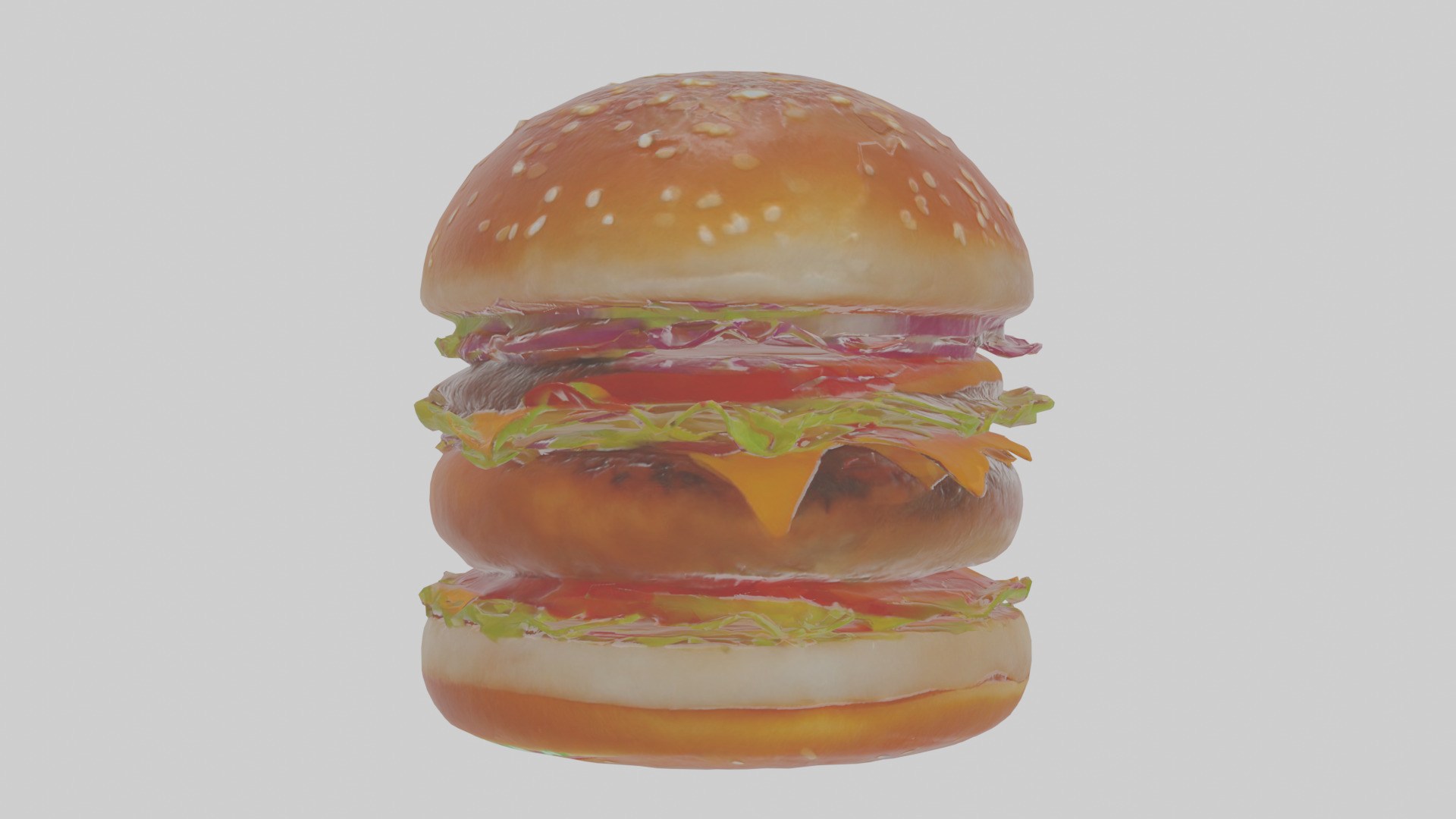 Cartoon Burger Low-poly 3D model_18