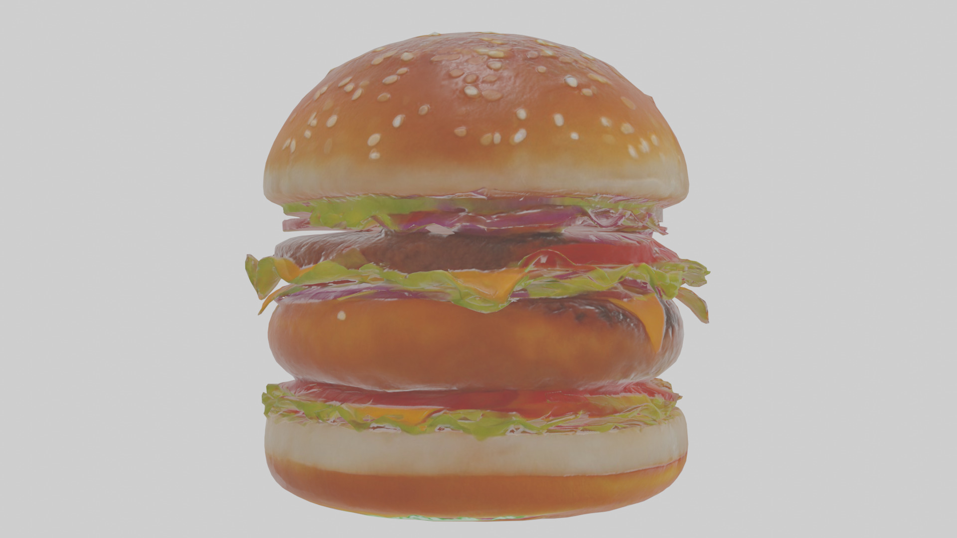 Cartoon Burger Low-poly 3D model_4