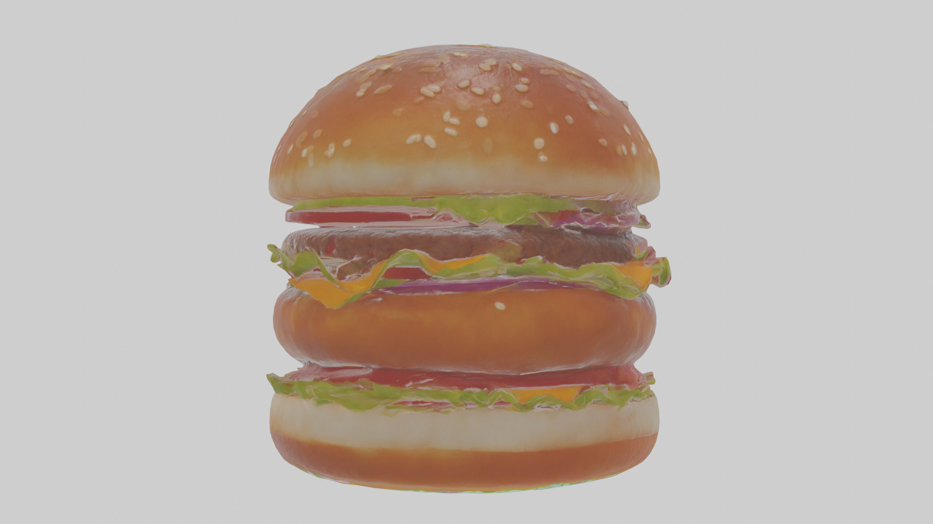 Cartoon Burger Low-poly 3D model_1