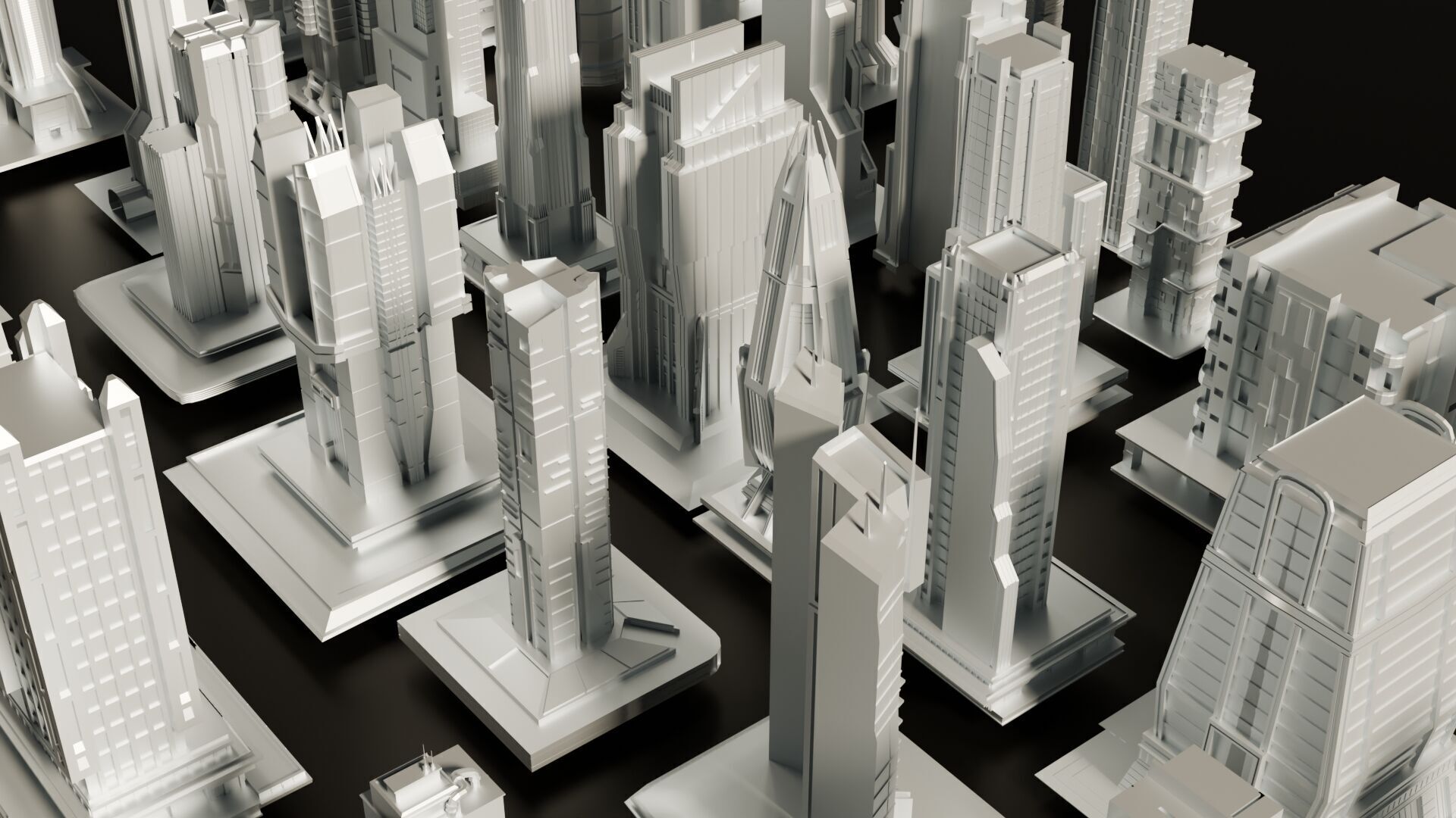 3D sci fi skyscraper futuristic buildings 3D model_4