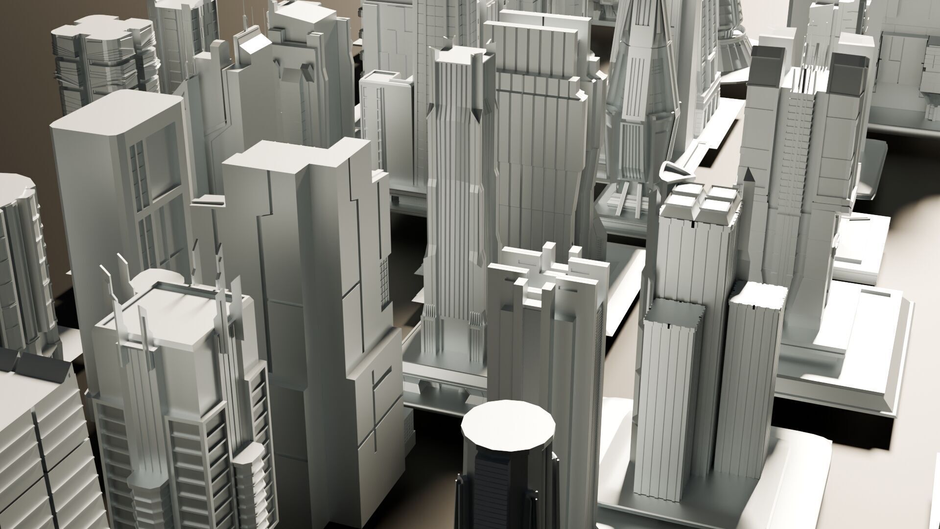 3D sci fi skyscraper futuristic buildings 3D model_3