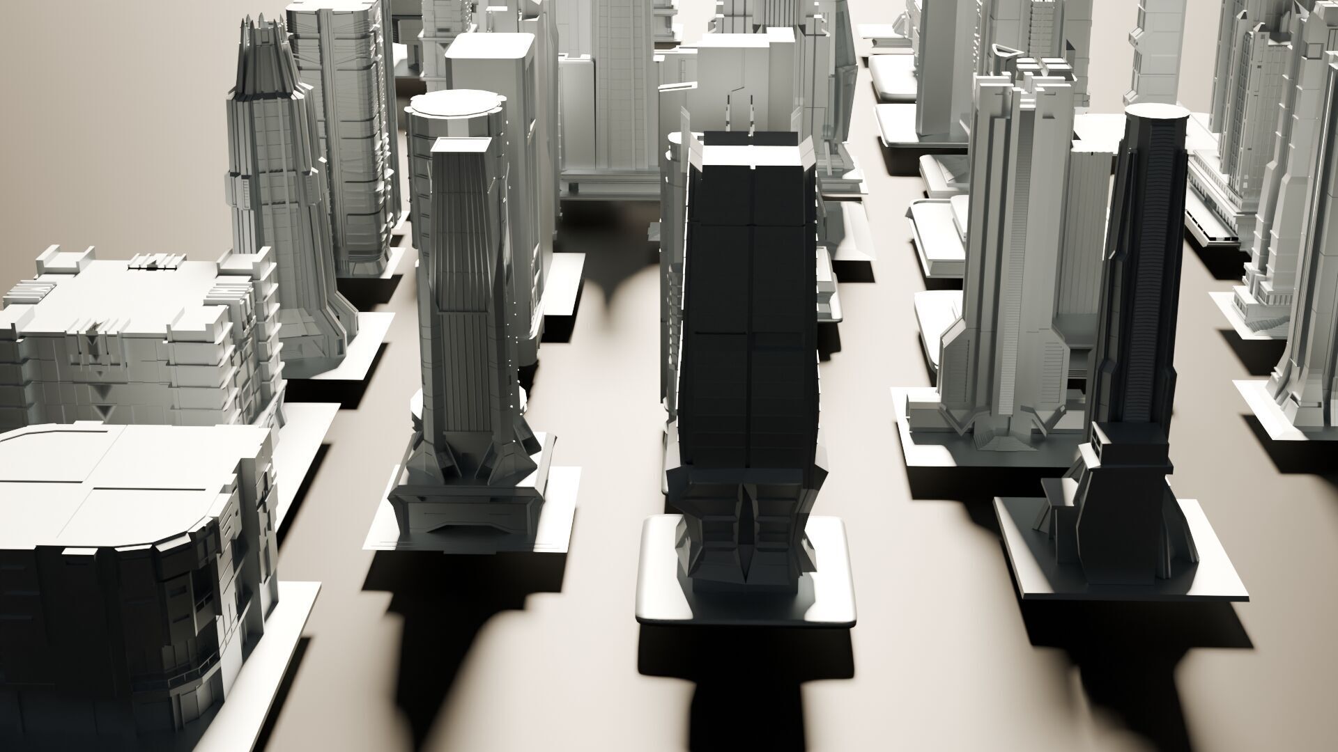 3D sci fi skyscraper futuristic buildings 3D model_2