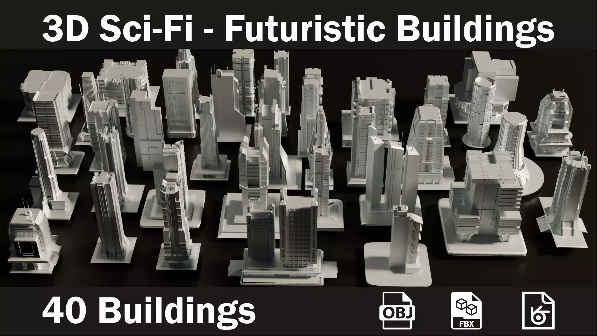 3D sci fi skyscraper futuristic buildings 3D model_0