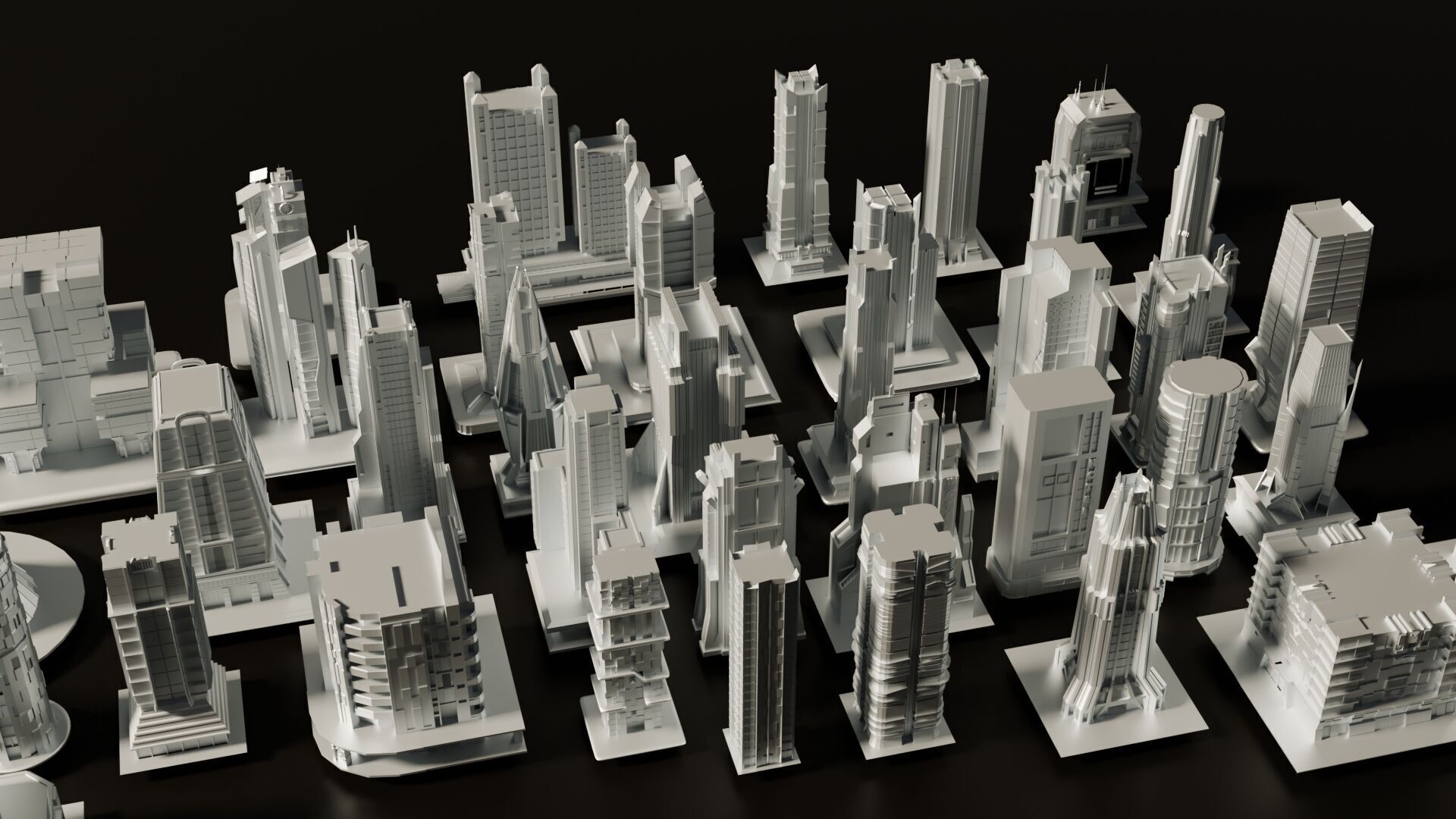 3D sci fi skyscraper futuristic buildings 3D model_5