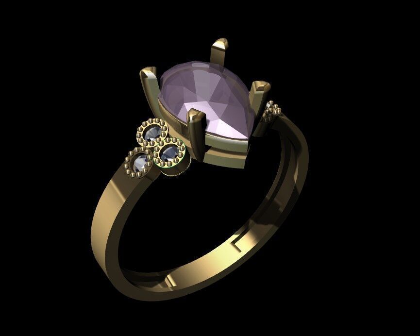 Drop Solitaire Ring 3D print model_2