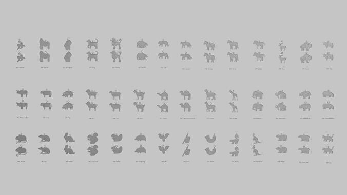 Creatures Mammals of the Land Pendant Pack 3D print model