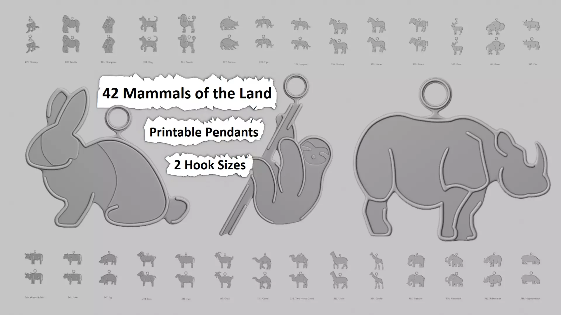 Creatures Mammals of the Land Pendant Pack 3D print model