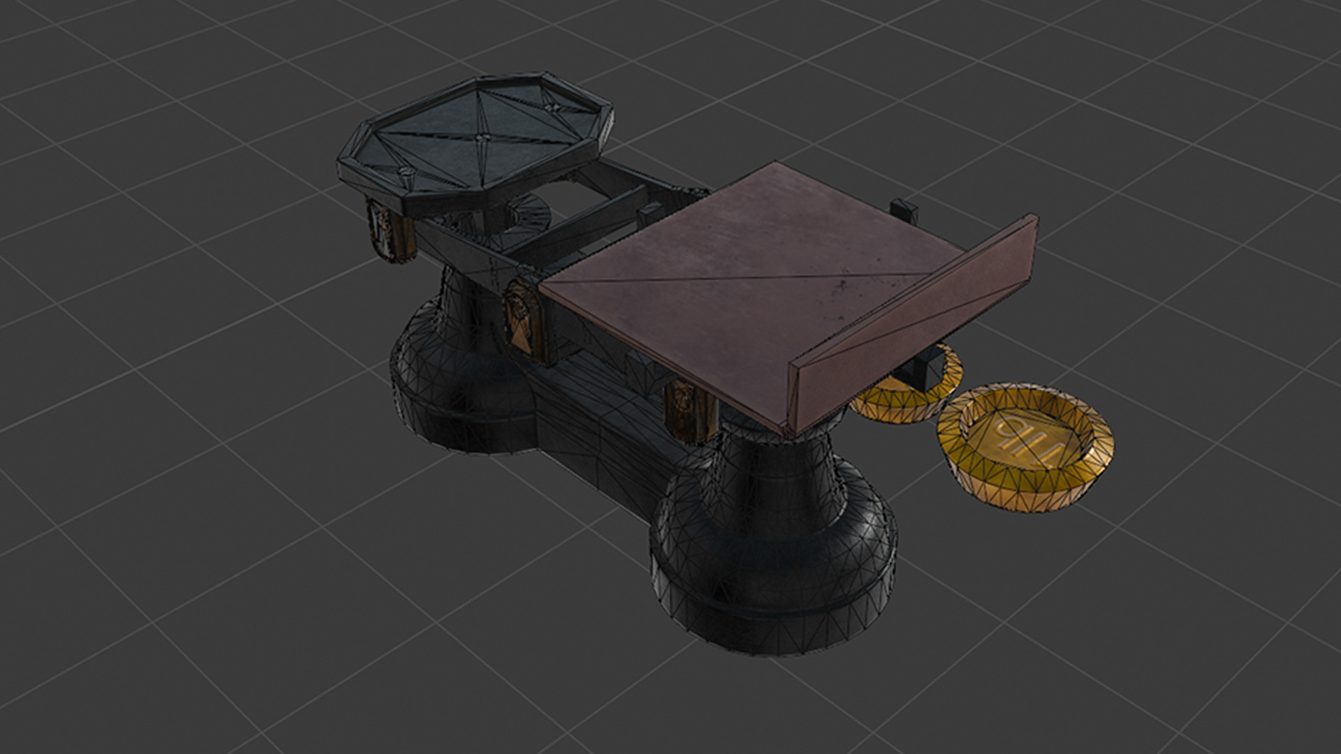 A Set Of Victorian Kitchen Scales and Weights Low-poly 3D model_11