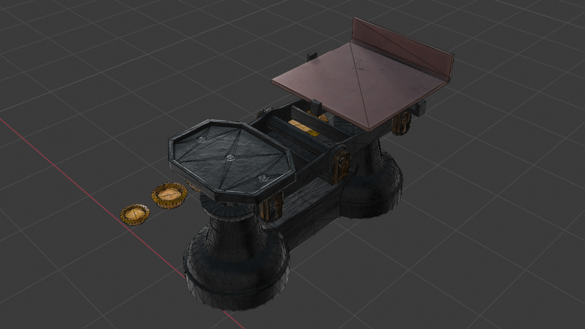 A Set Of Victorian Kitchen Scales and Weights Low-poly 3D model_12