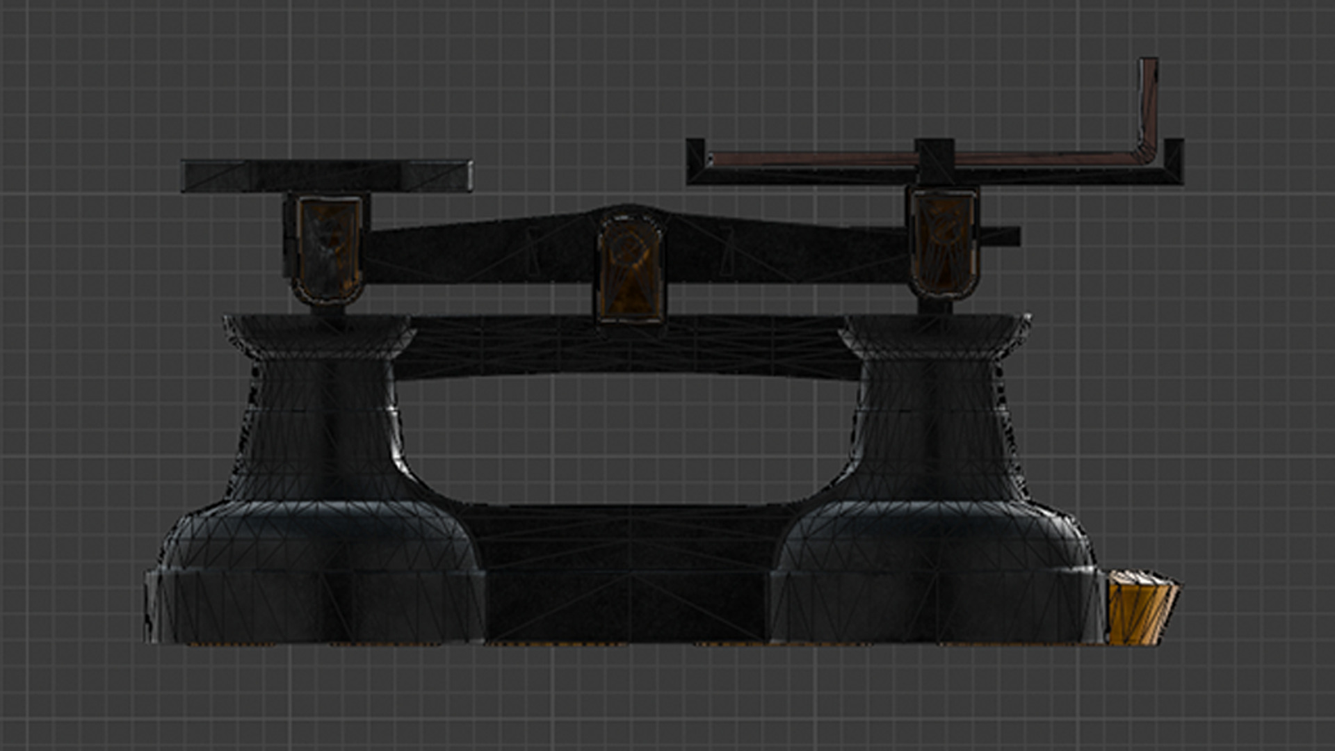 A Set Of Victorian Kitchen Scales and Weights Low-poly 3D model_17