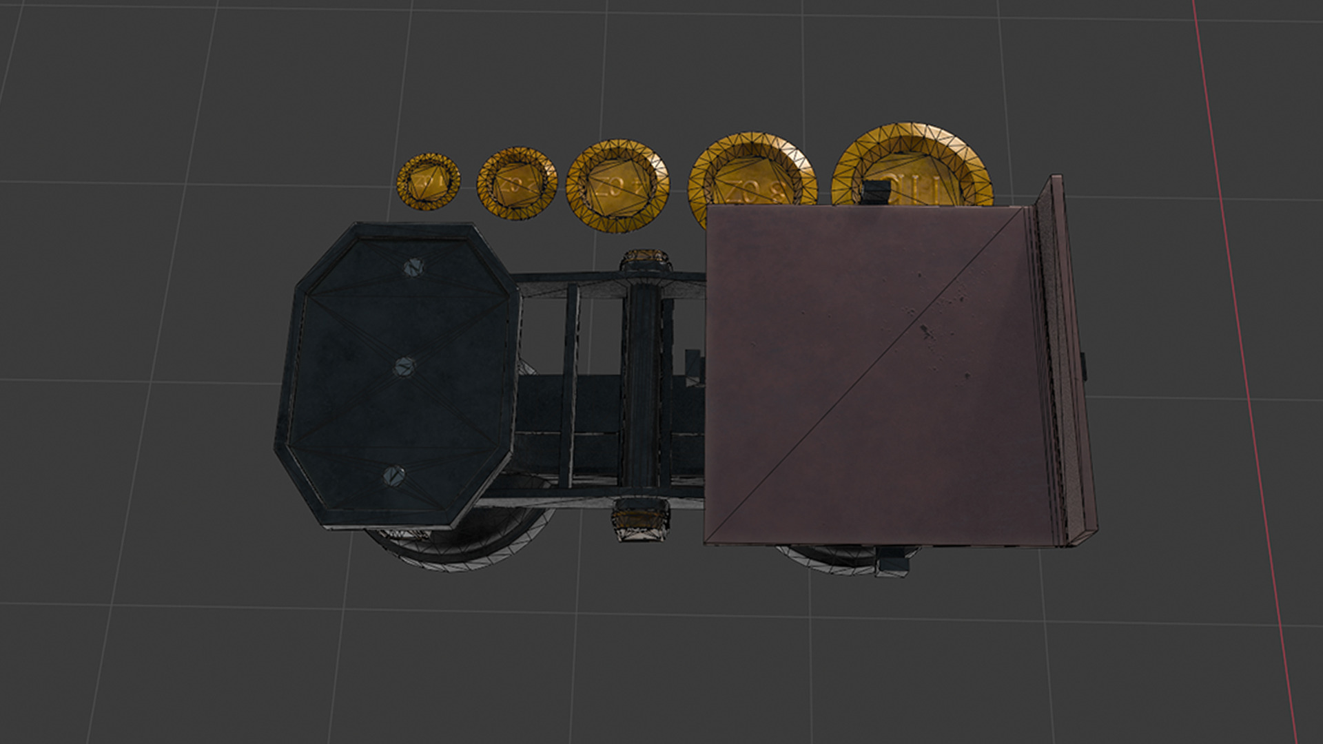 A Set Of Victorian Kitchen Scales and Weights Low-poly 3D model_3