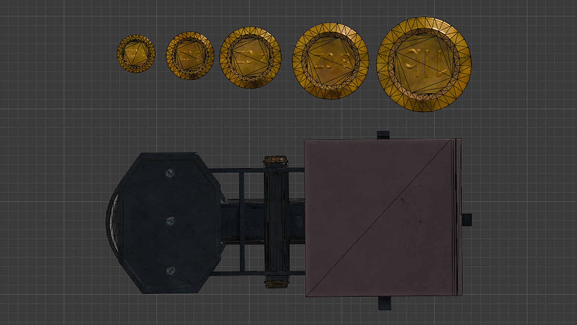 A Set Of Victorian Kitchen Scales and Weights Low-poly 3D model_13