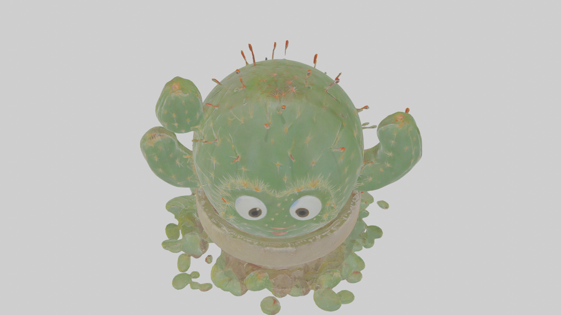 Cartoon Cactus Low-poly 3D model_25