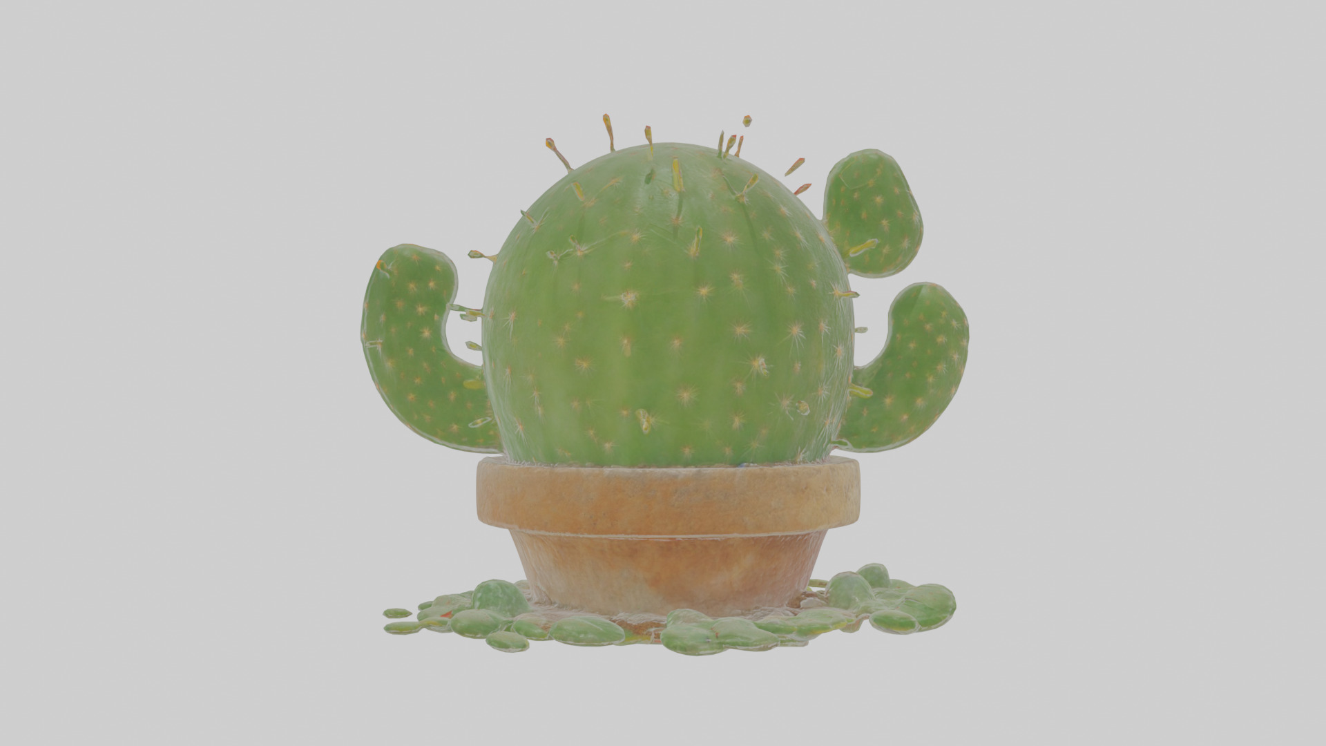 Cartoon Cactus Low-poly 3D model_1