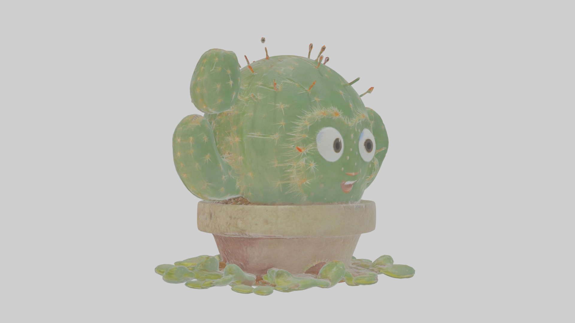 Cartoon Cactus Low-poly 3D model_17