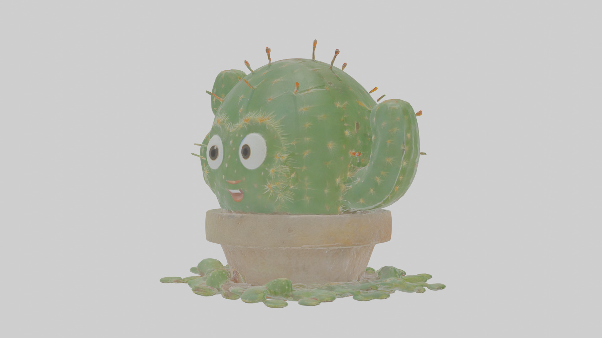 Cartoon Cactus Low-poly 3D model_16