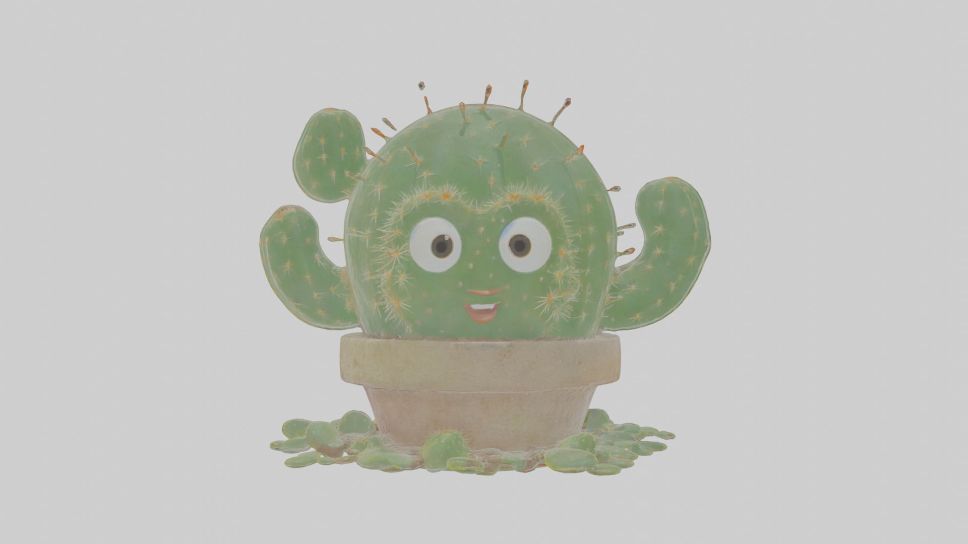 Cartoon Cactus Low-poly 3D model_14