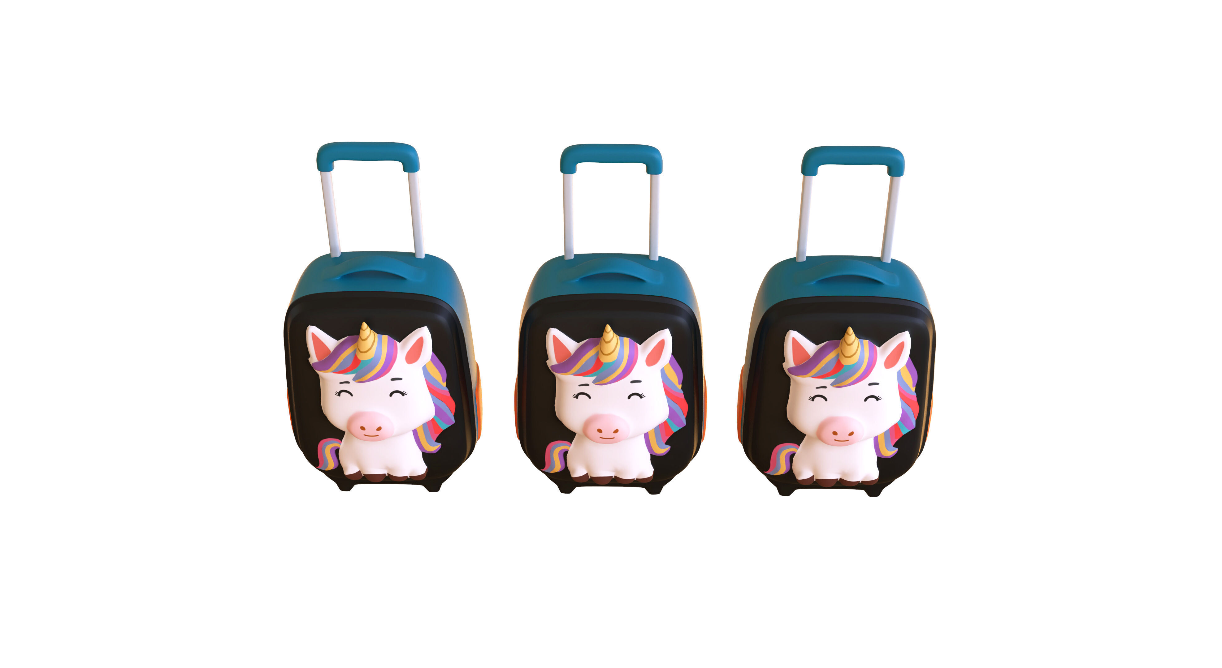 Low Poly - Suitcase Unicorn Low-poly 3D model_5