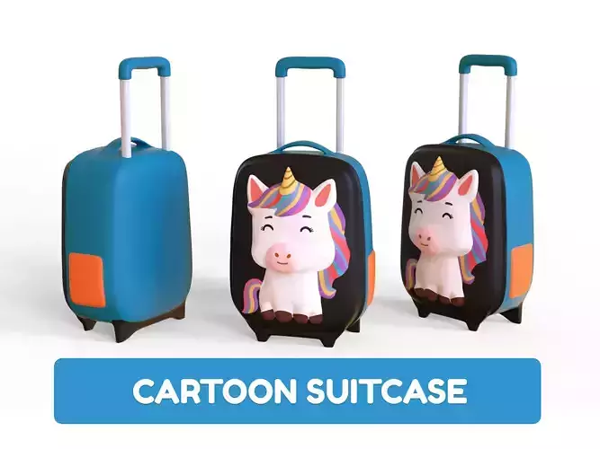 Low Poly - Suitcase Unicorn Low-poly 3D model