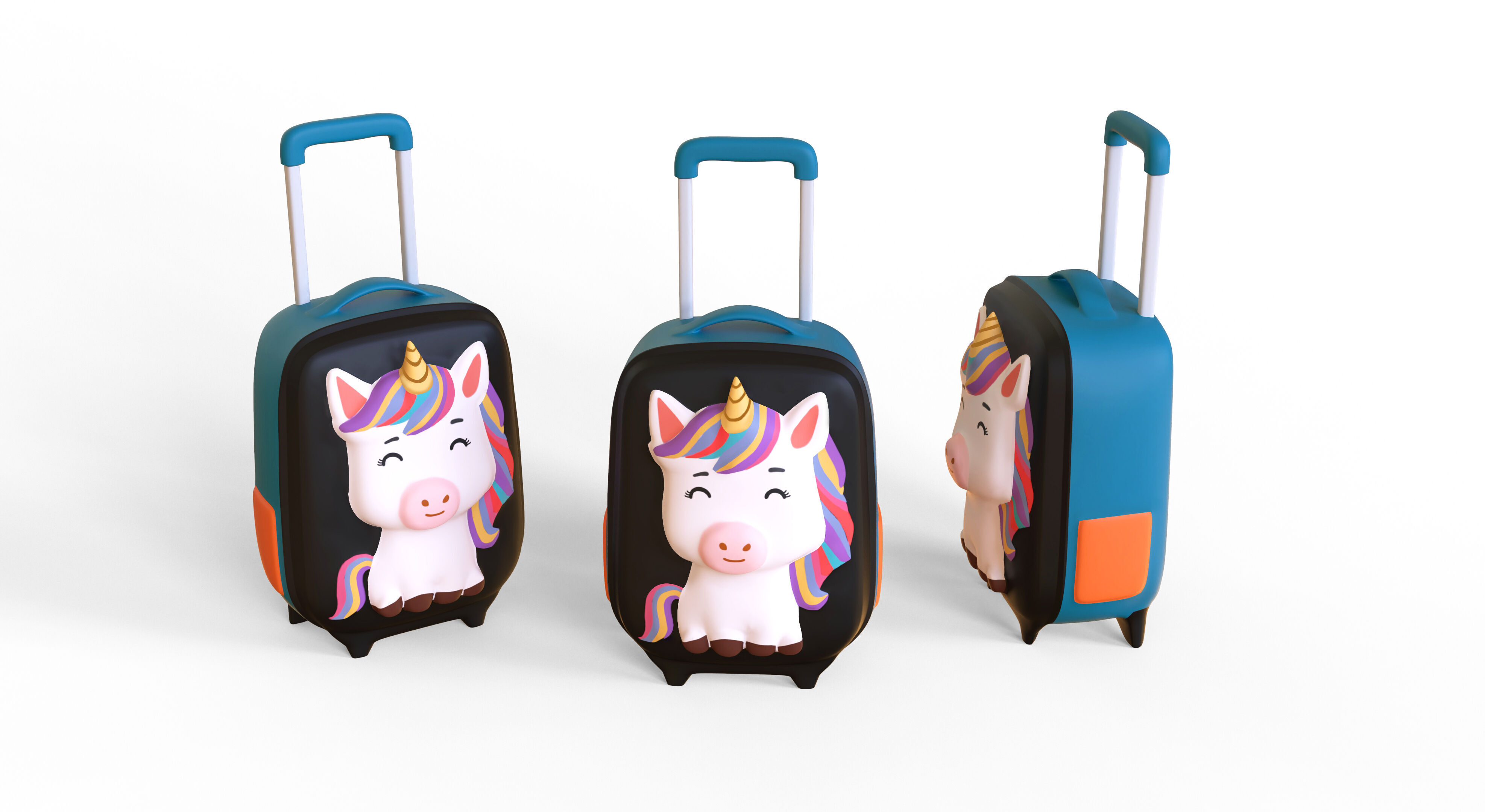 Low Poly - Suitcase Unicorn Low-poly 3D model_2