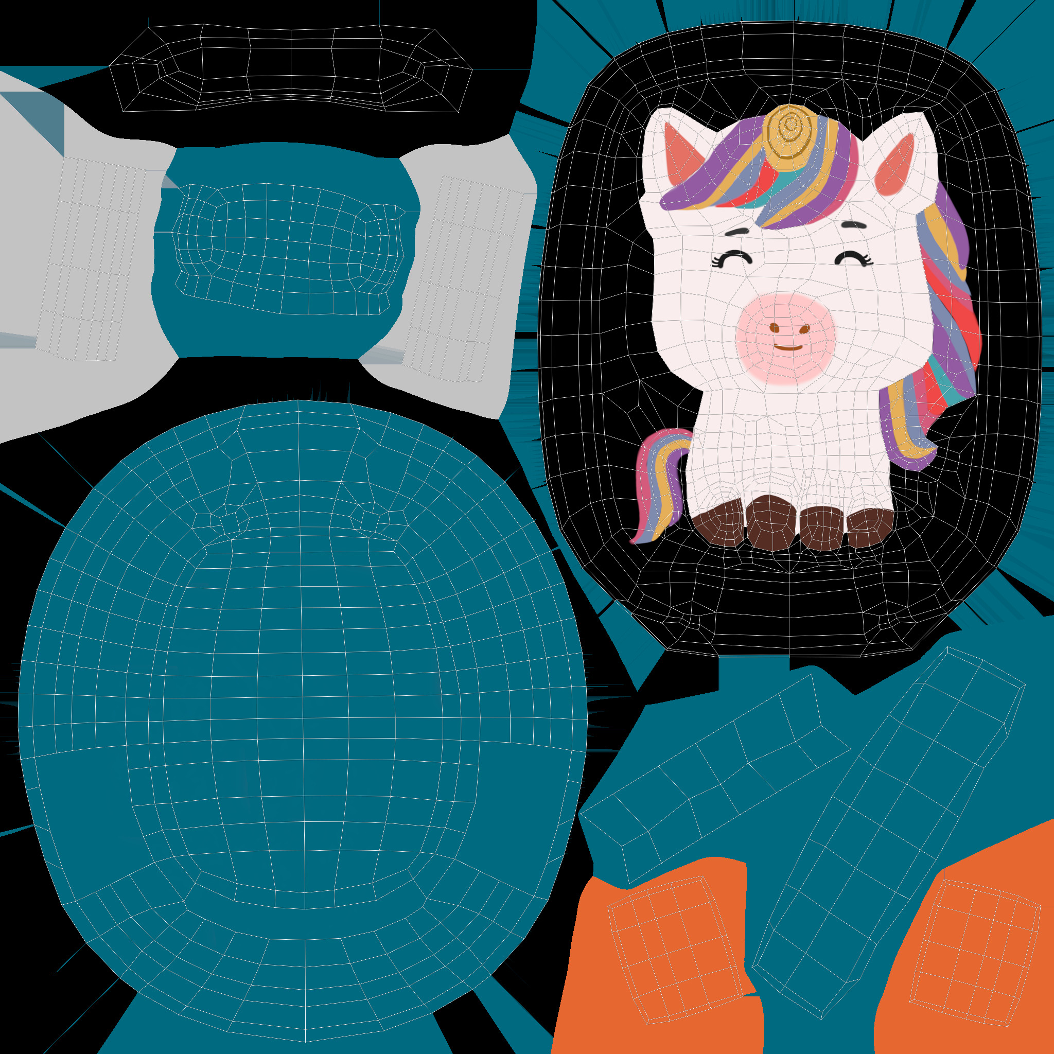 Low Poly - Suitcase Unicorn Low-poly 3D model_10