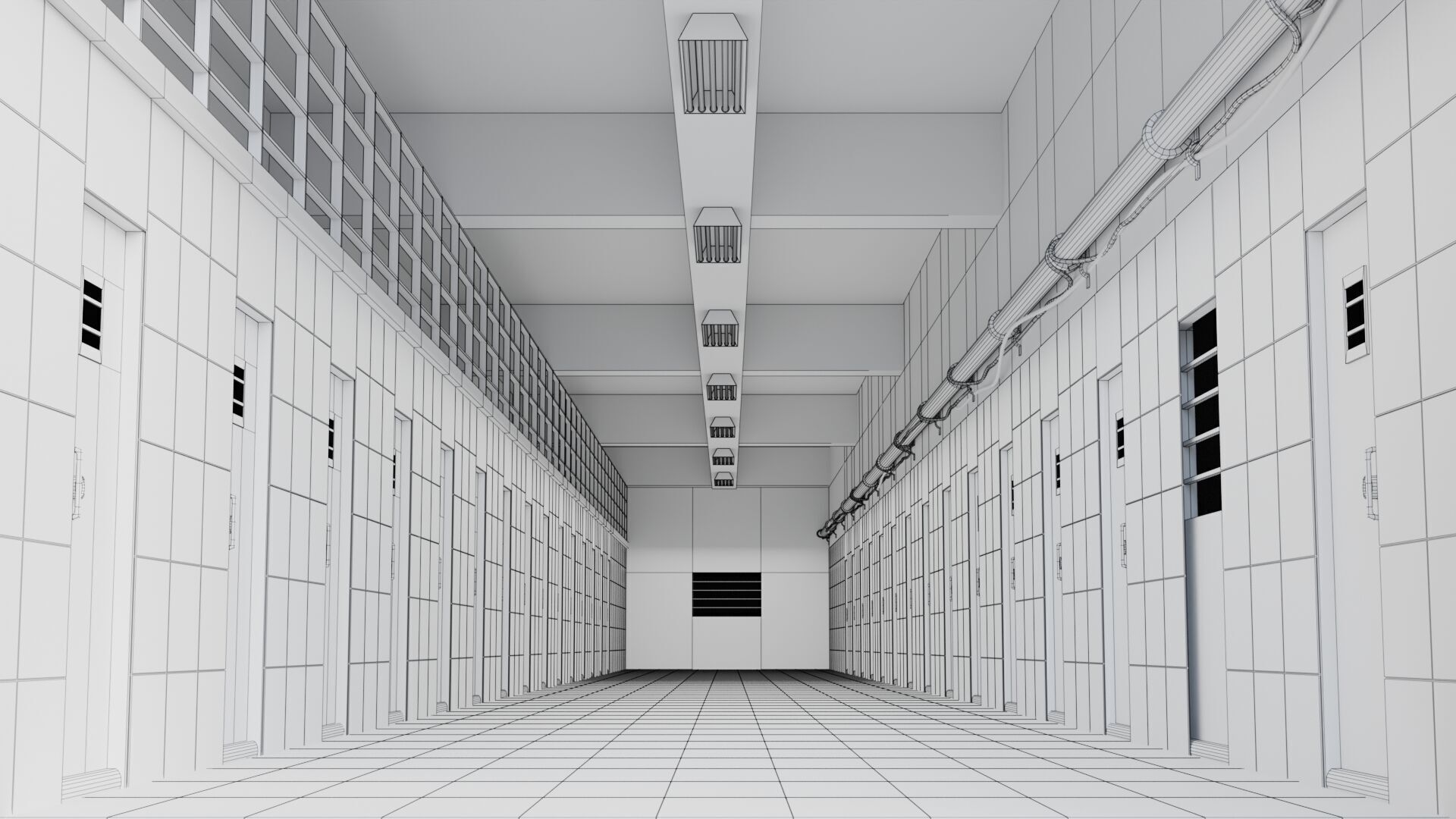 Prison Corridor 3D model_4