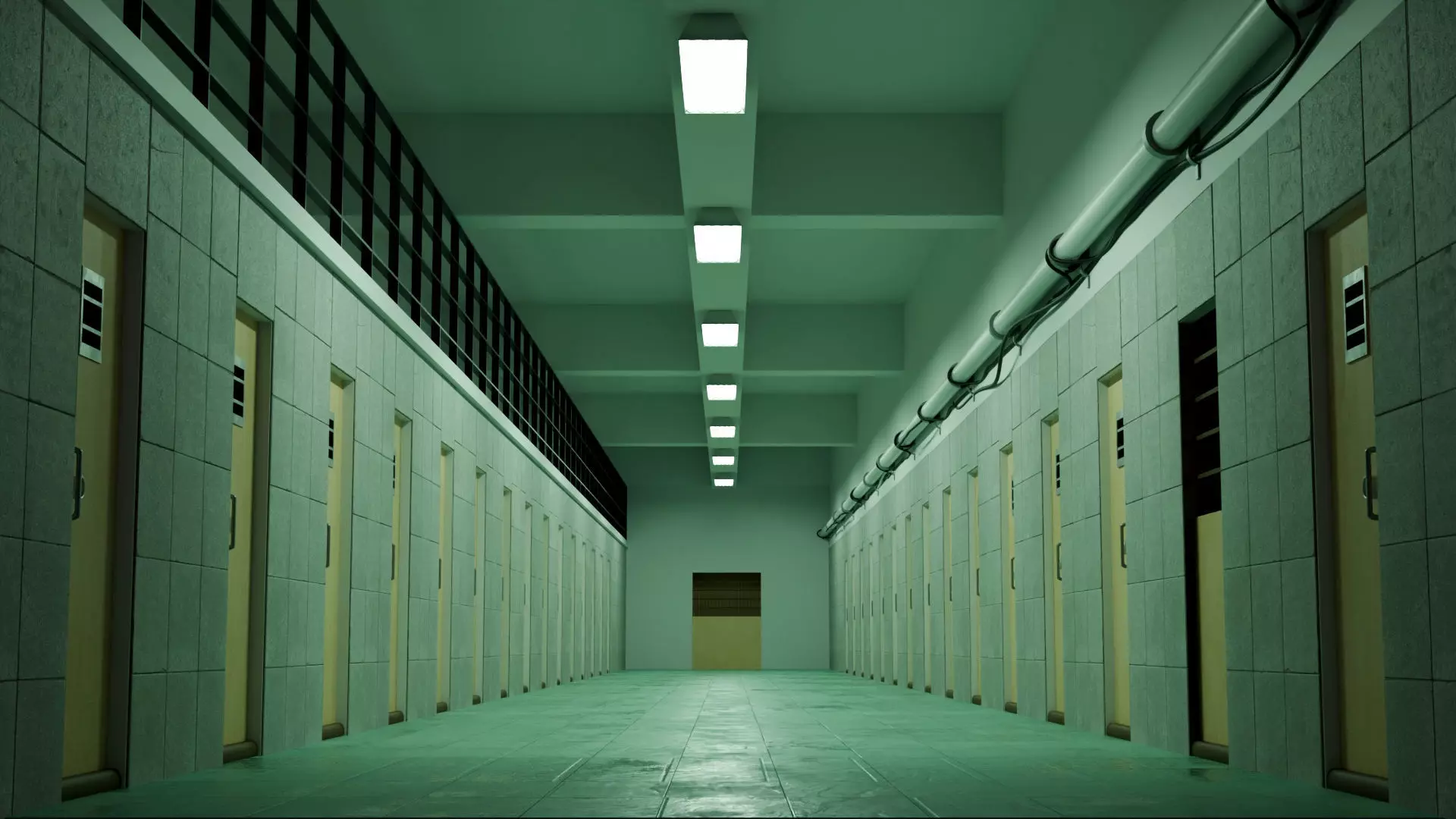 Prison Corridor 3D model_0