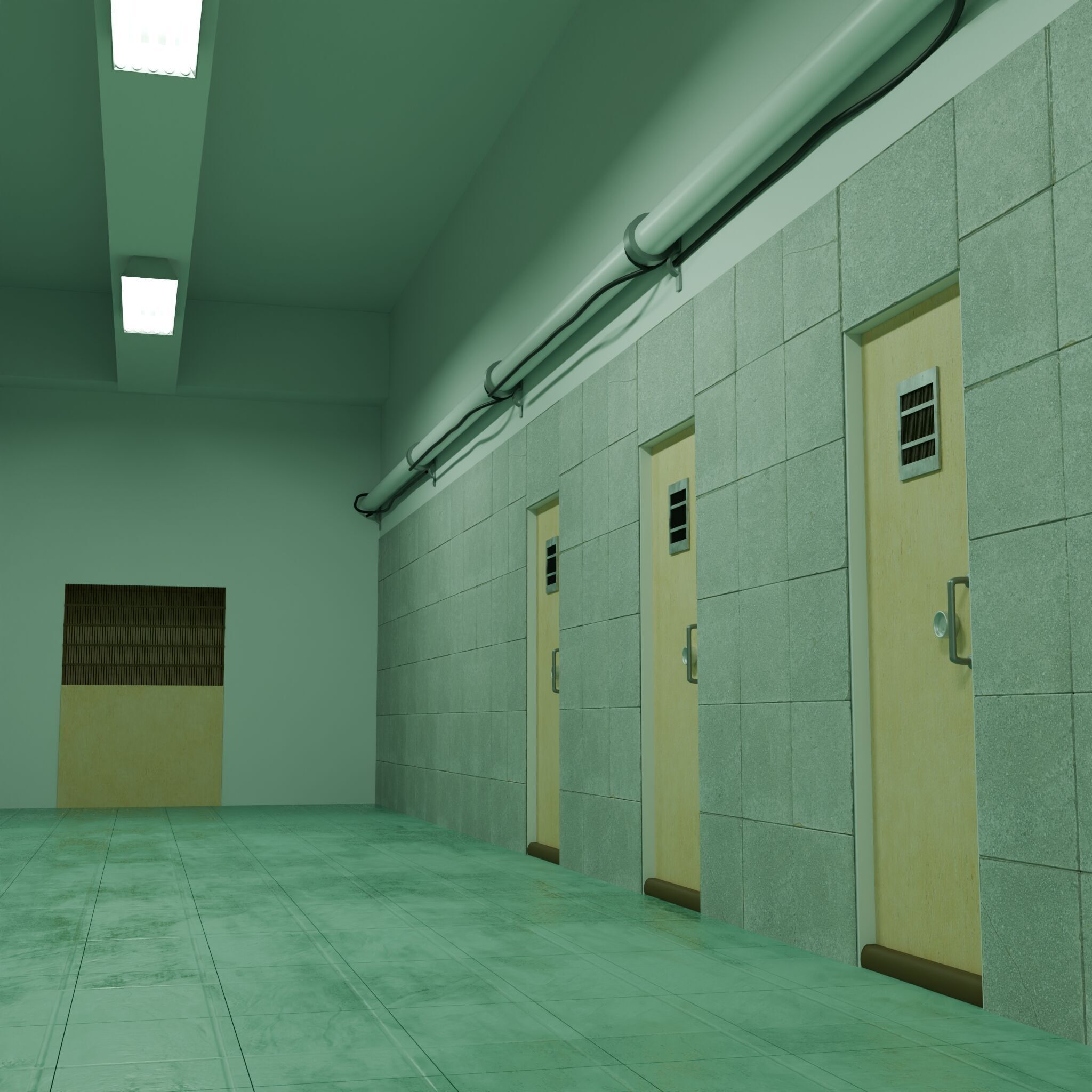 Prison Corridor 3D model_3