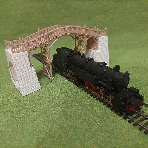 H0 scale Wooden Arched Footbridge - FDM 3D print model