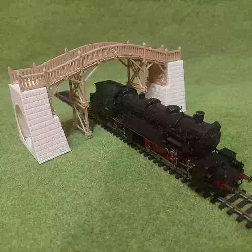 H0 scale Wooden Arched Footbridge - FDM
