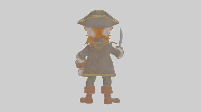 Cartoon Captain Calico pirate Model Low-poly 3D model