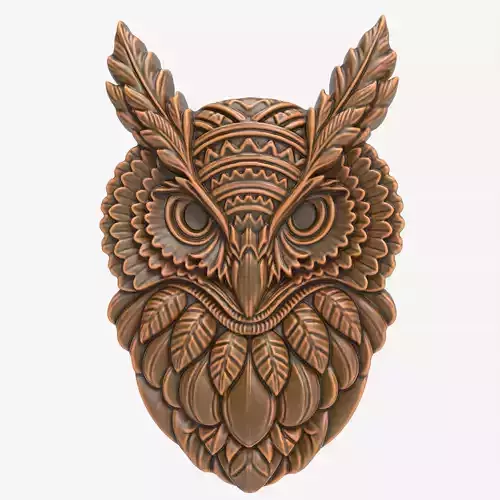 Tribal Owl Head STL File for CNC Carving Laser 3D Print model