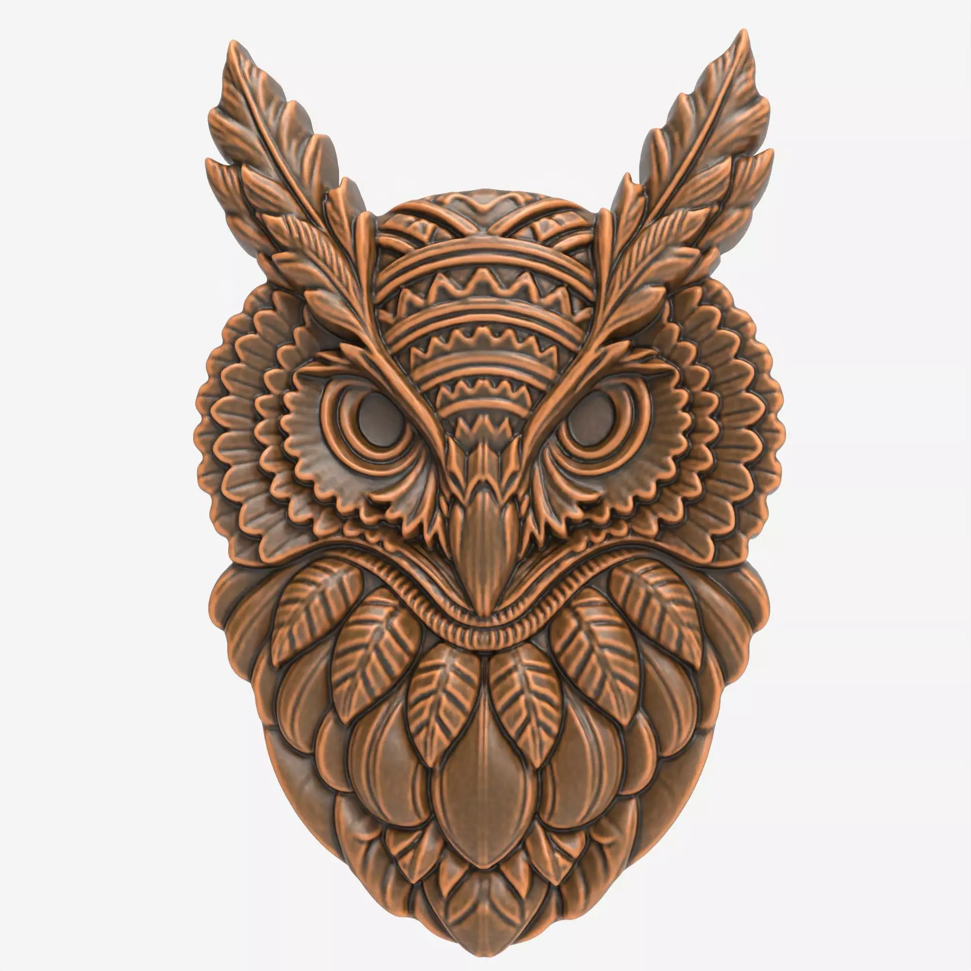 Tribal Owl Head STL File for CNC Carving Laser 3D Print model 3D print model_0
