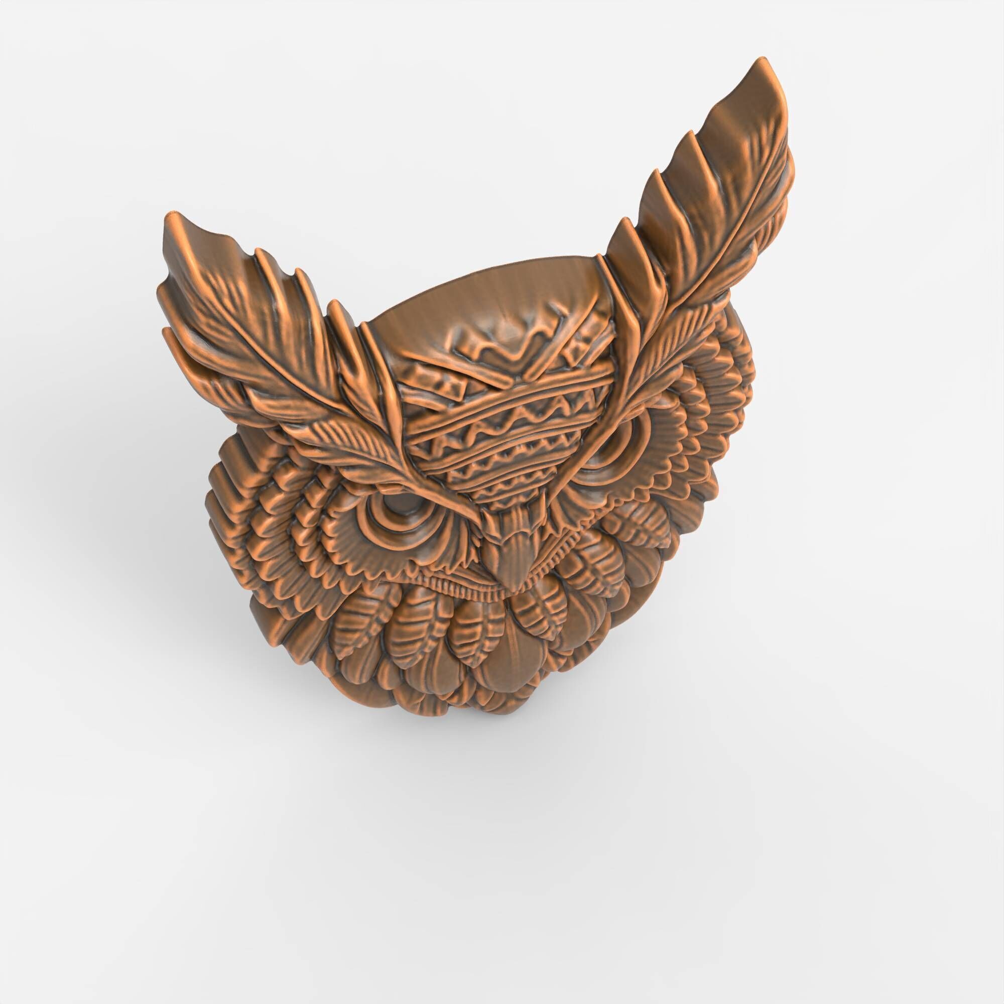 Tribal Owl Head STL File for CNC Carving Laser 3D Print model 3D print model_4