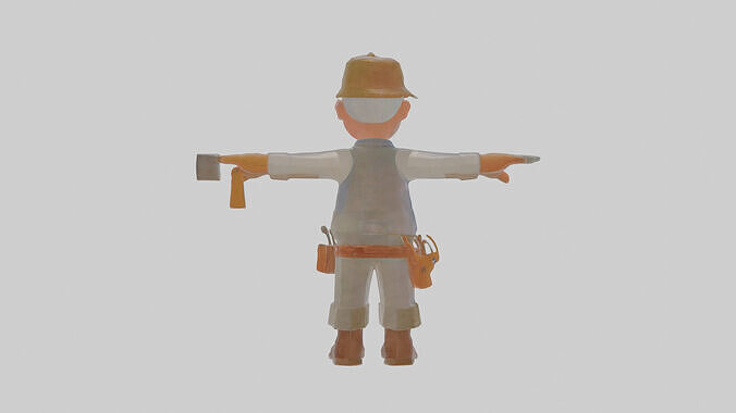 Cartoon Carpenter Low-poly 3D model