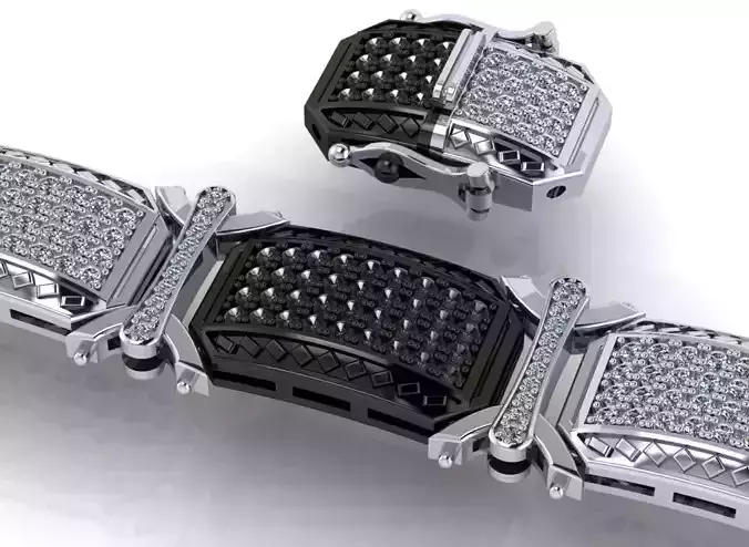 Men  bracelet  with  white and black diamonds 