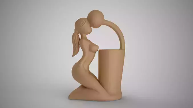Woman Man Abstract Pen Holder