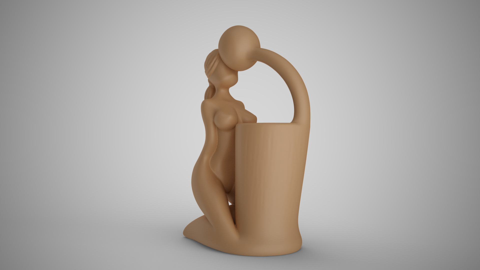 Woman Man Abstract Pen Holder 3D print model_10