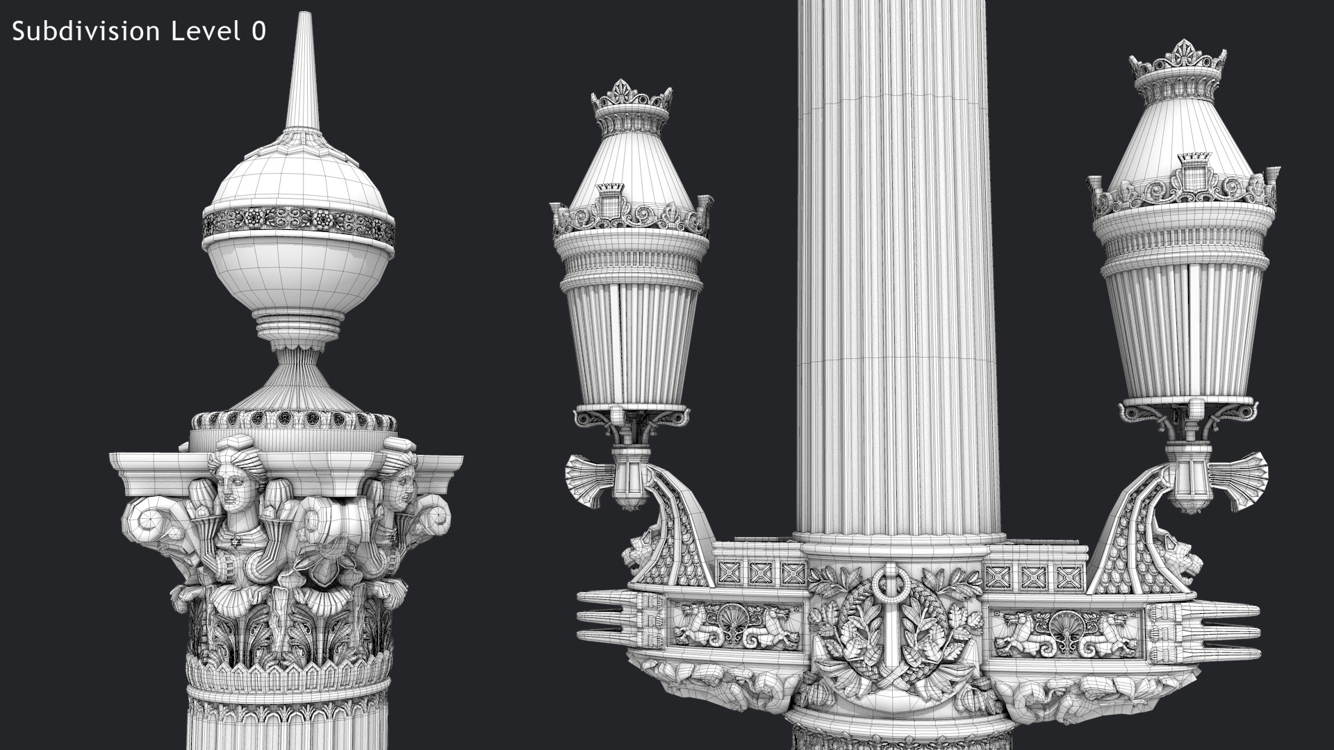 Street Lamp Columna Rostrata Hight Low Poly Low-poly 3D model_11