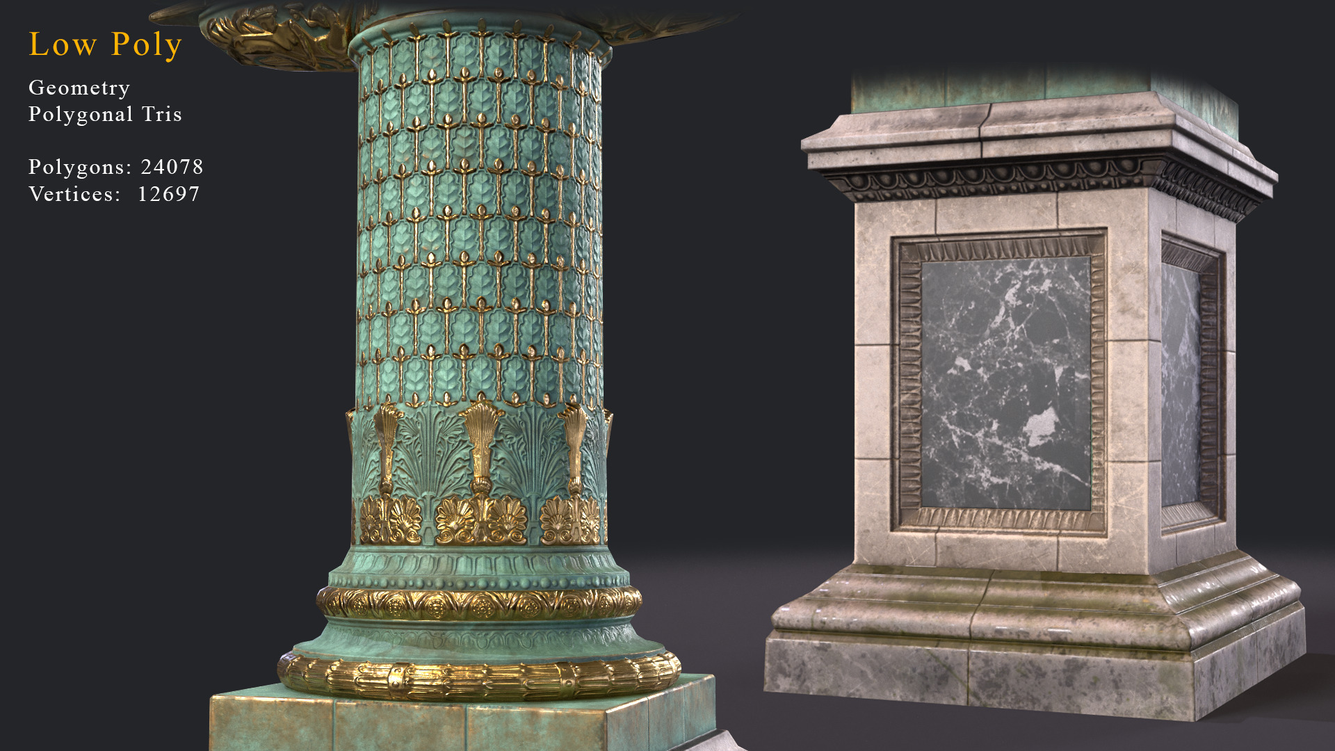 Street Lamp Columna Rostrata Hight Low Poly Low-poly 3D model_10