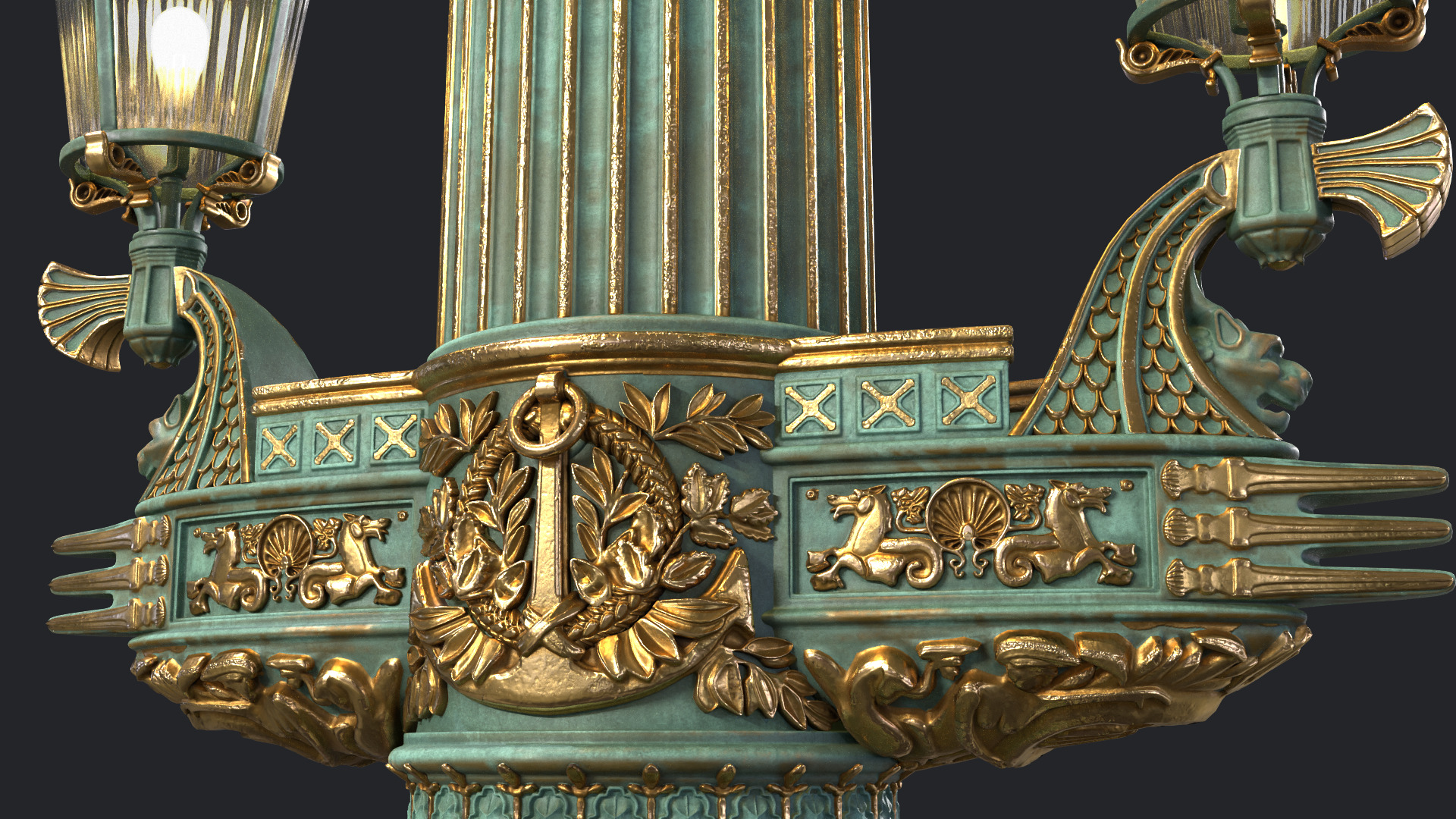 Street Lamp Columna Rostrata Hight Low Poly Low-poly 3D model_5