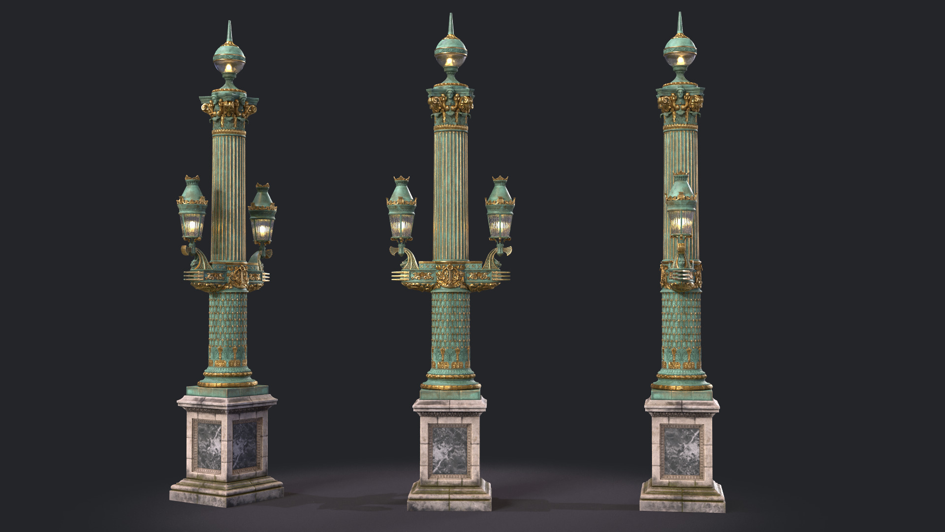 Street Lamp Columna Rostrata Hight Low Poly Low-poly 3D model_8