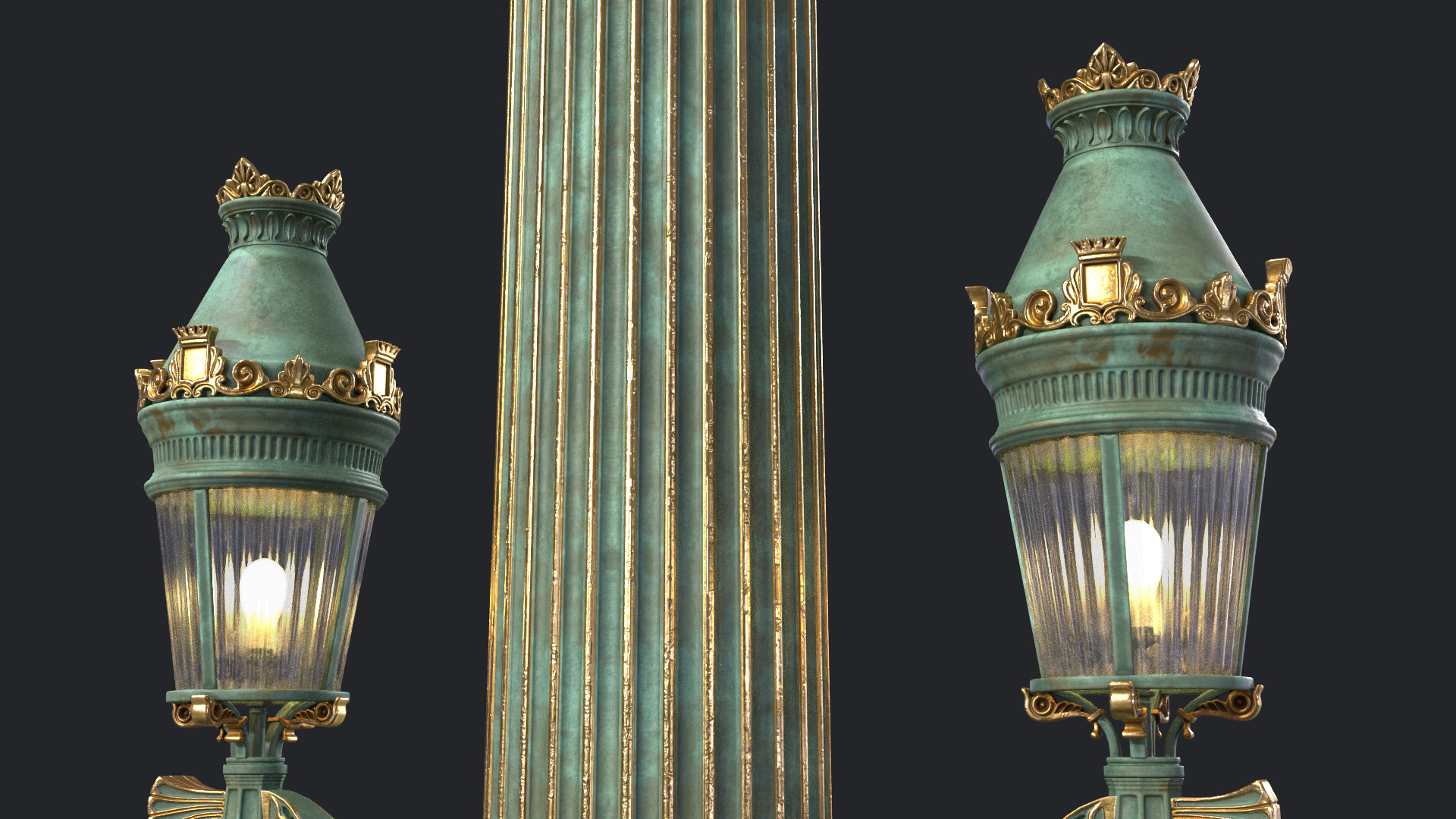 Street Lamp Columna Rostrata Hight Low Poly Low-poly 3D model_4