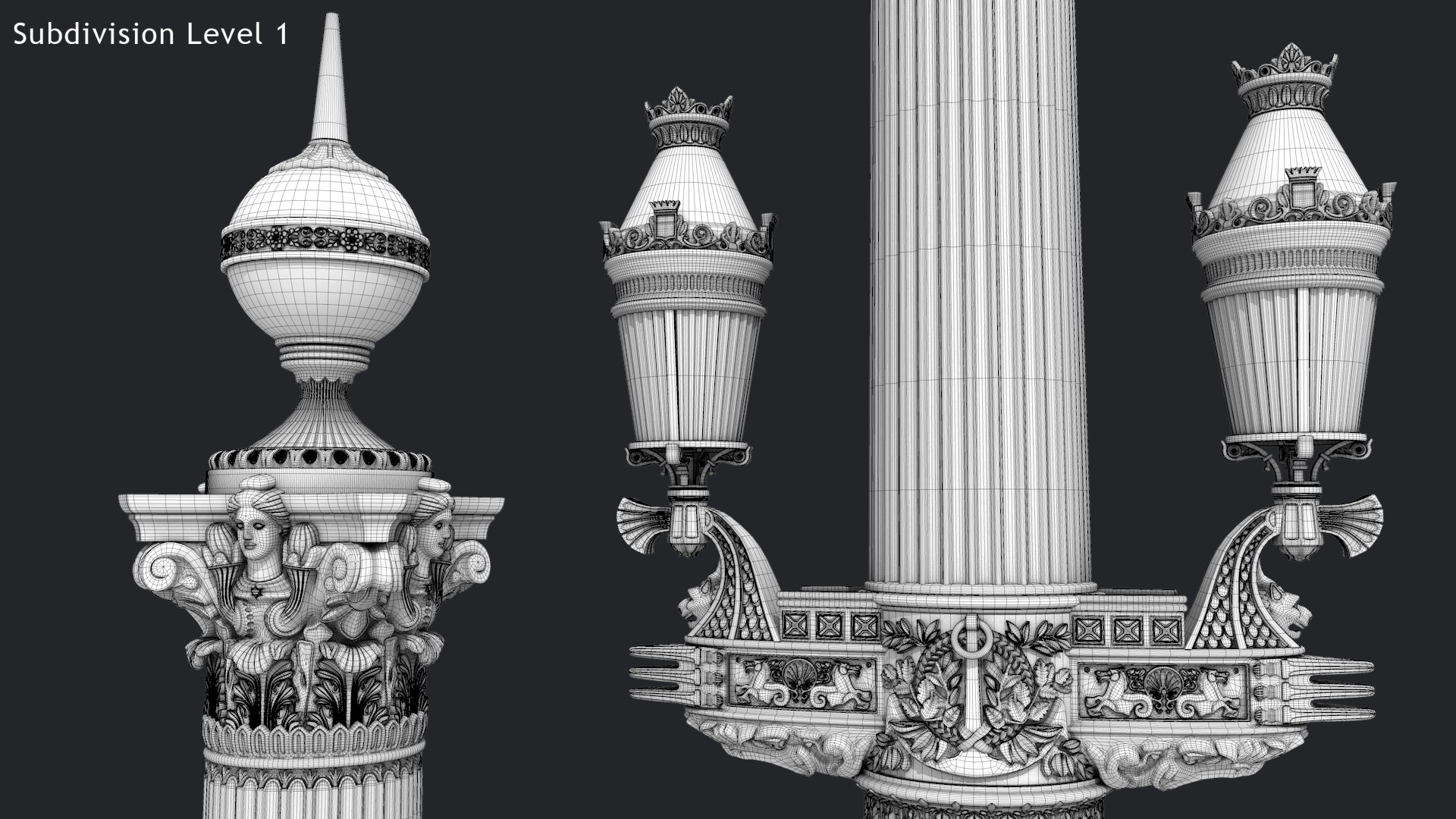 Street Lamp Columna Rostrata Hight Low Poly Low-poly 3D model_12