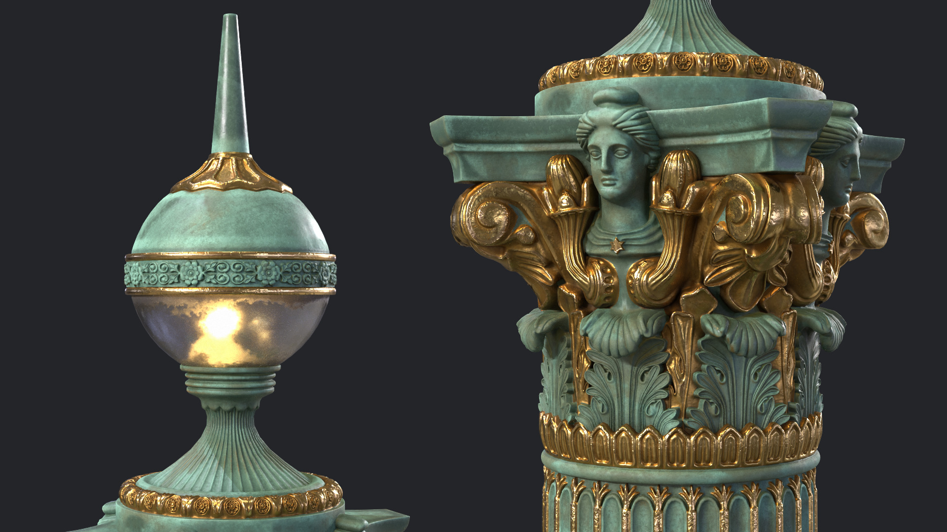 Street Lamp Columna Rostrata Hight Low Poly Low-poly 3D model_3