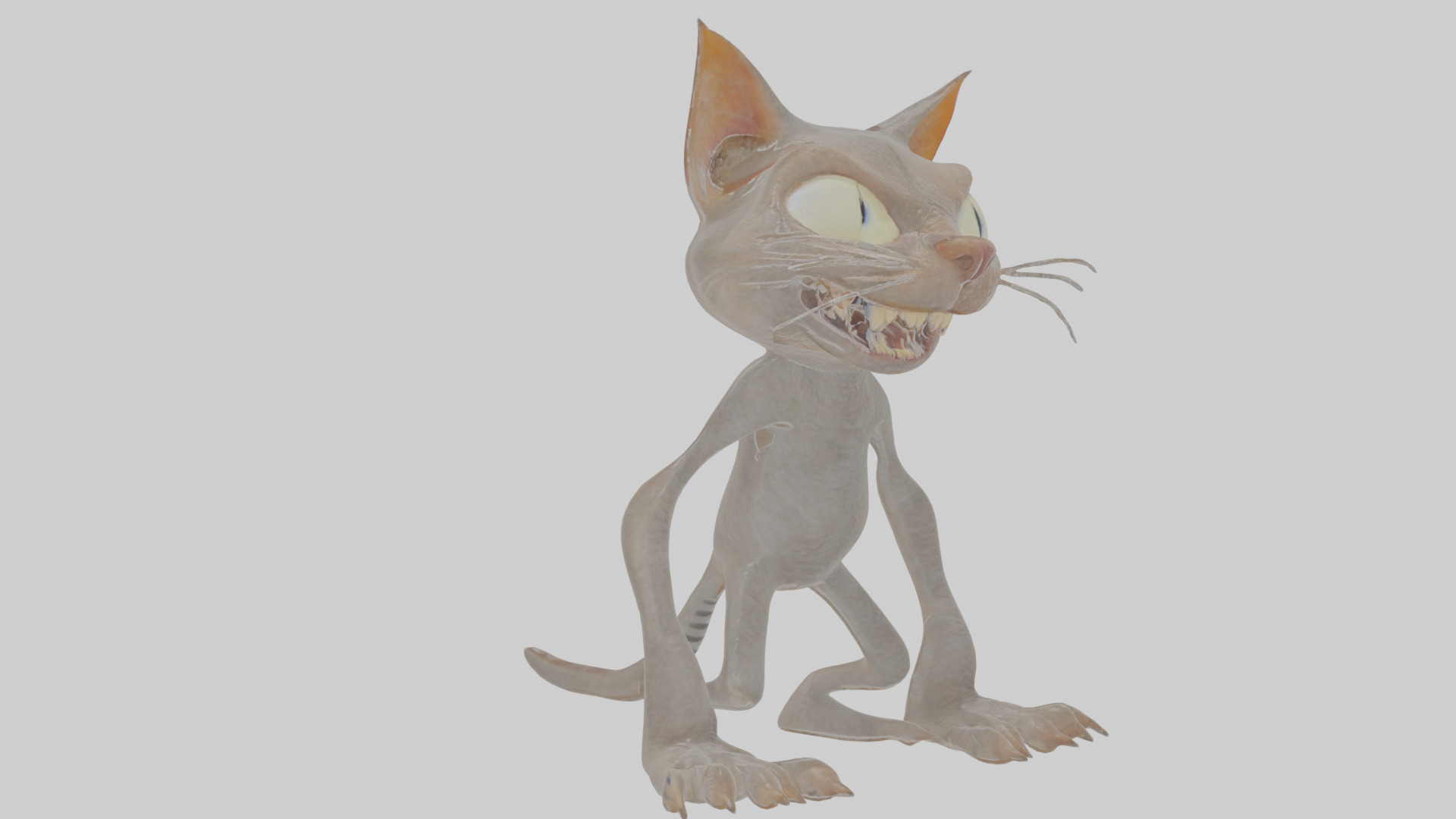 Cartoon Cat internet horror creature Model Low-poly 3D model_10