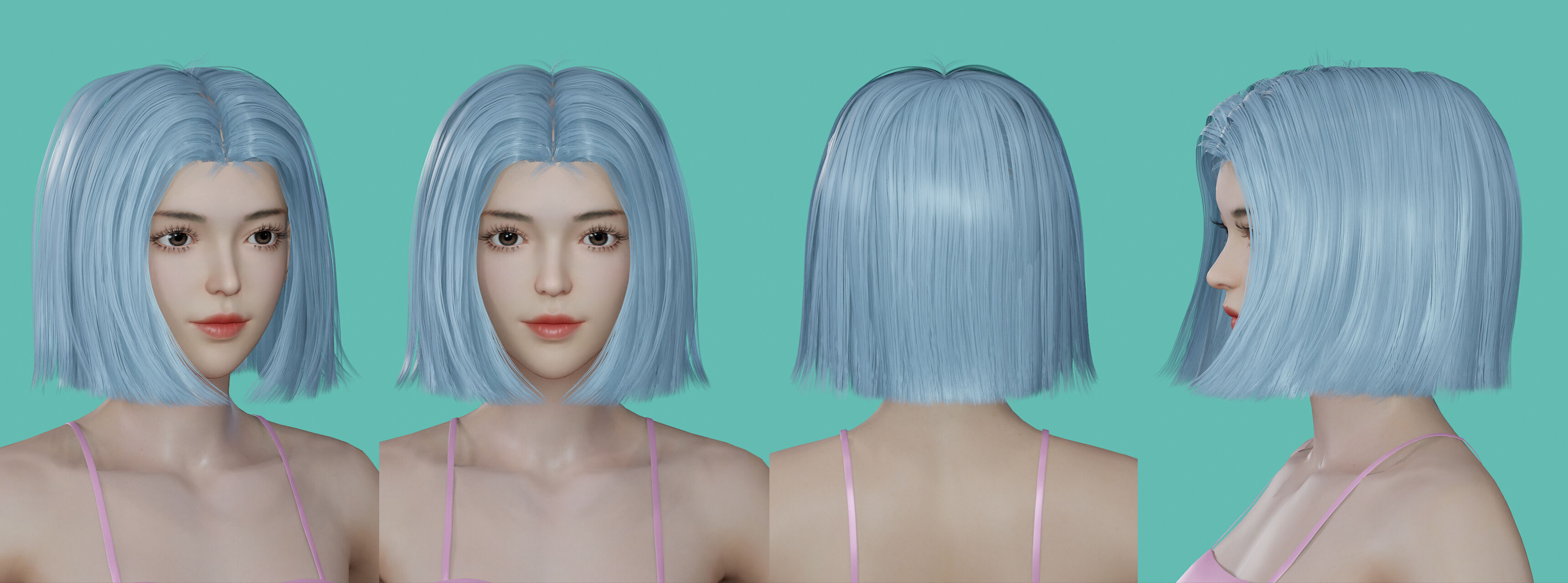 12 Real-time Women Hairstyles collection 06 Low-poly 3D model_12